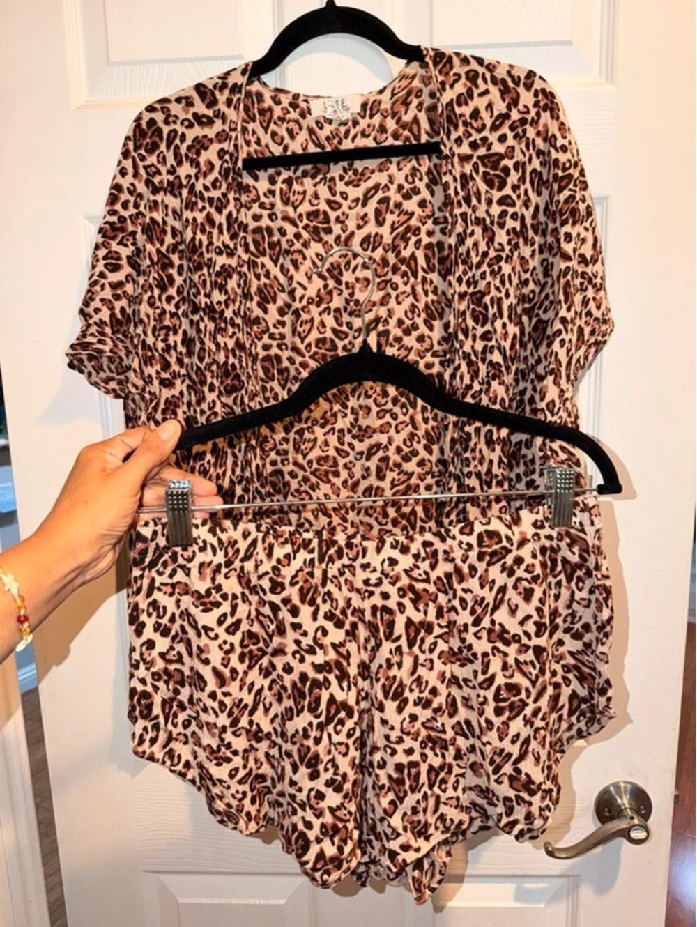L.I.F.E. Leopard Print Kimono & Shorts Matching Set Size L/S